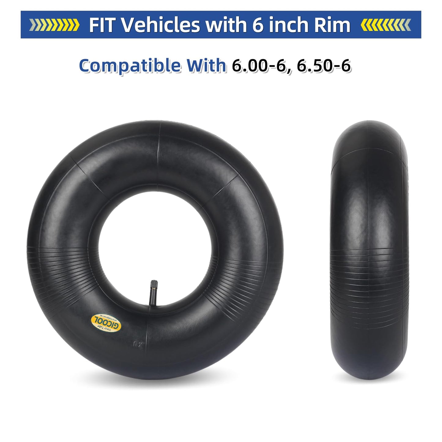 13x6.50-6 Inner Tube, 2 Pack with TR-13 Valve Stem, Heavy Duty, Universal Fit for Ride-on Mower, Razor Dirt Quad Lawn Mower, Yard Trailer, Go Kart, ATV, Yard Tractor, Snow Blower