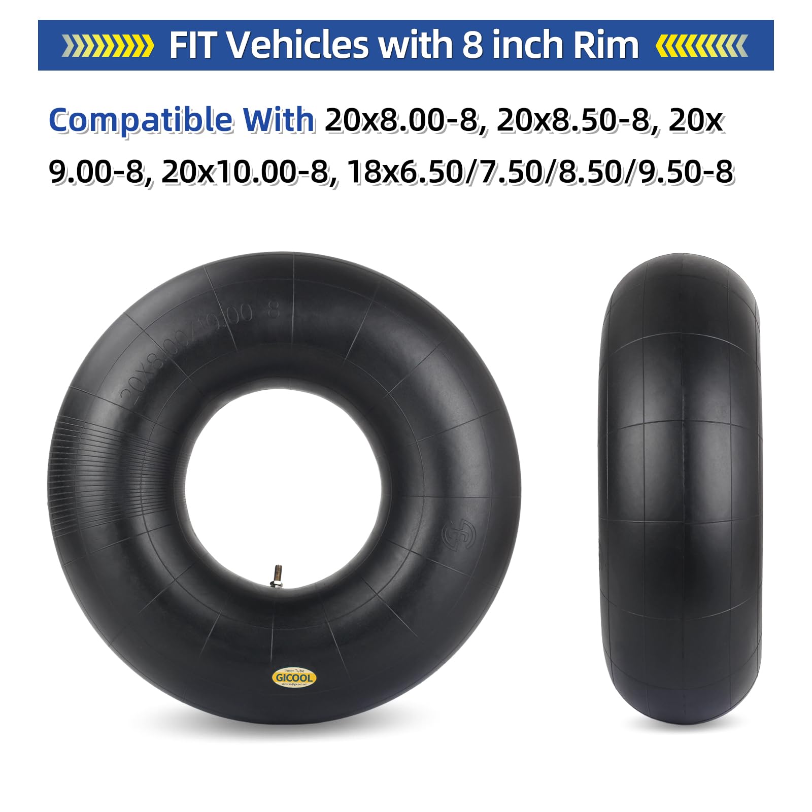 20x8.00-8 20x10.00-8 Inner Tubes, 2 Pack with TR4 Valve Stem, Heavy-Duty Replacement Tubes for Lawn Mowers, Tractors, Riding Mowers, Golf Carts, Scooters, Go Karts, Wagons, Garden Trailers