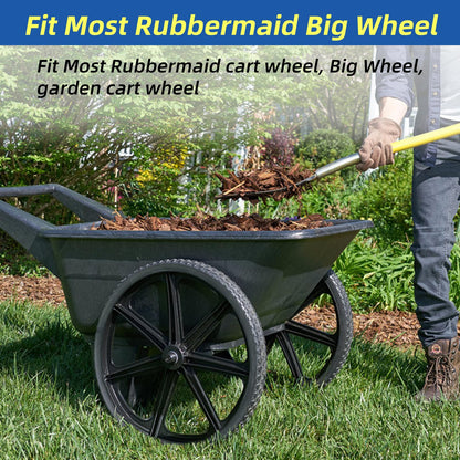 20" Flat Free Tire and Wheel, with 3/4" &amp; 5/8" Bearing, 2.45" Centered Hub, Replacement Wheel For Rubbermaid Wheelbarrow, Garden Yard Cart, 2 (Pack)