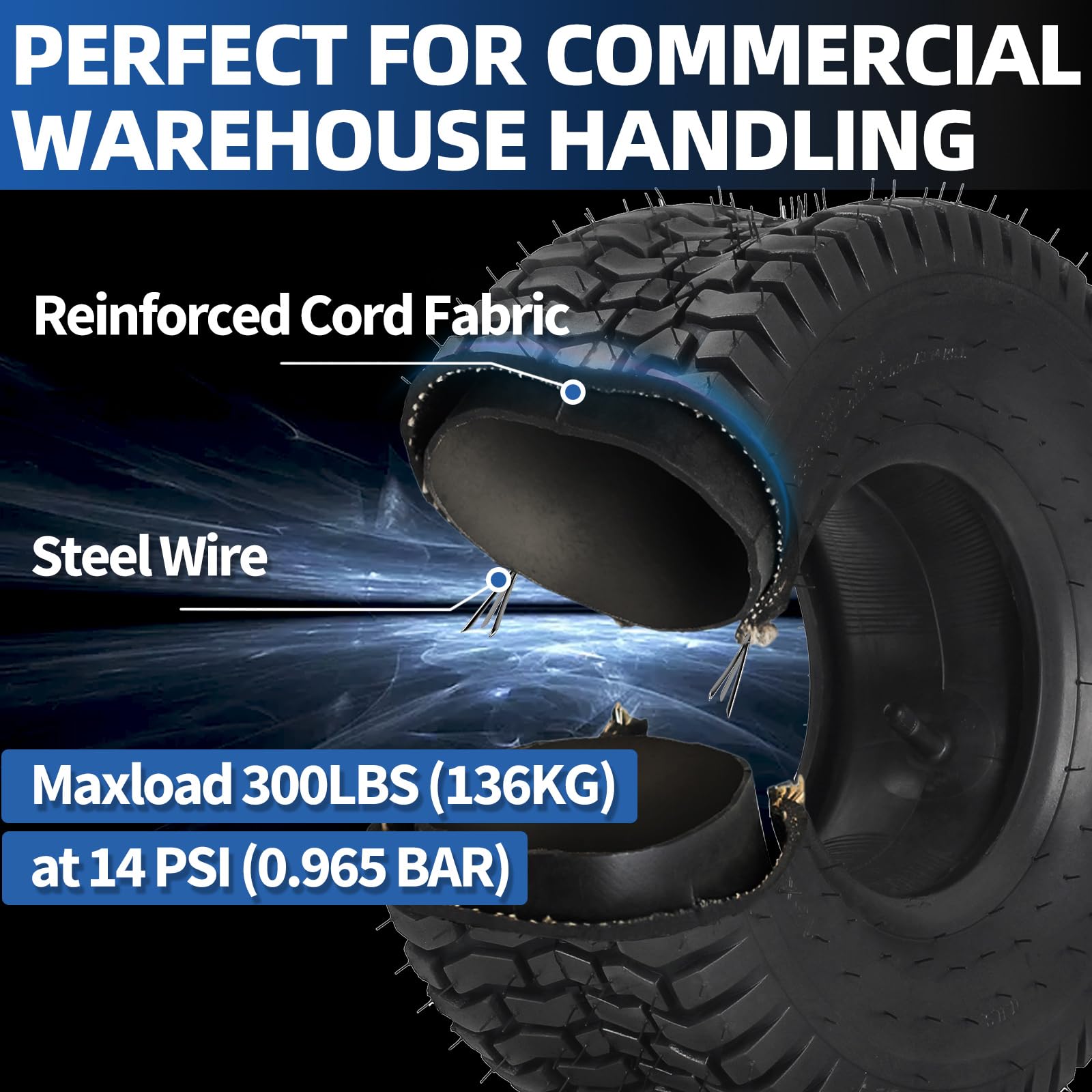 15x6.00-6 Tire and Inner Tube Set, TR-13 Straight Valve Stem, Replacement Riding Mower Front Wheel Assembly, 2 Pack