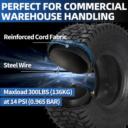 15x6.00-6 Tire and Inner Tube Set, TR-13 Straight Valve Stem, Replacement Riding Mower Front Wheel Assembly, 2 Pack