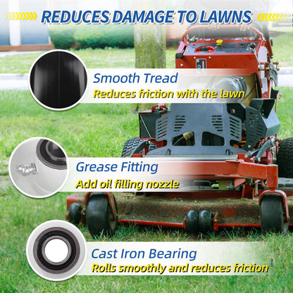 13x6.50-6 Flat Free Lawn Mower Tire and Wheel, Solid Smooth Zero Turn Mower Front Tire Assembly, with 3/4" & 5/8" Bearing, 4"-6.5" Centered Hub, Compatible with Lawnmower Garden Tractor, 2 Pack