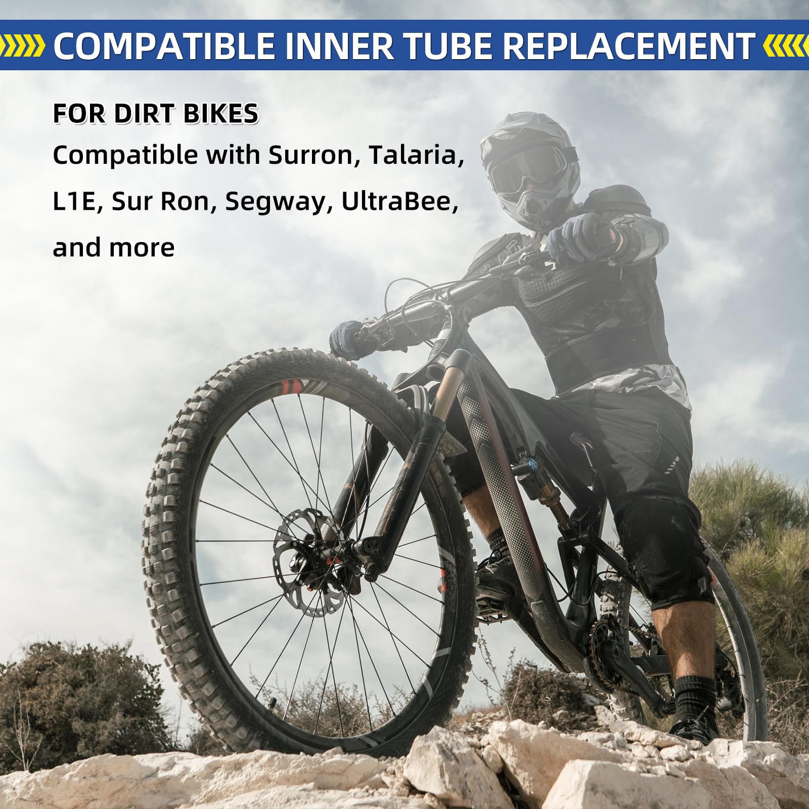 2.75/3.00-19” Dirt Bike Inner Tubes, 2 Pack with TR4 Valve Stem, 70/100-19 Heavy-Duty Inner Tubes, Replacement Tubes for Motorcycle, Dirt Bike, Pit Bike and More