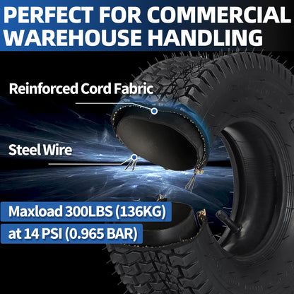 13x5.00-6 Tire and Inner Tube Set, TR-13 Straight Valve Stem, Replacement Riding Mower Front Wheel Assembly, 2 Pack