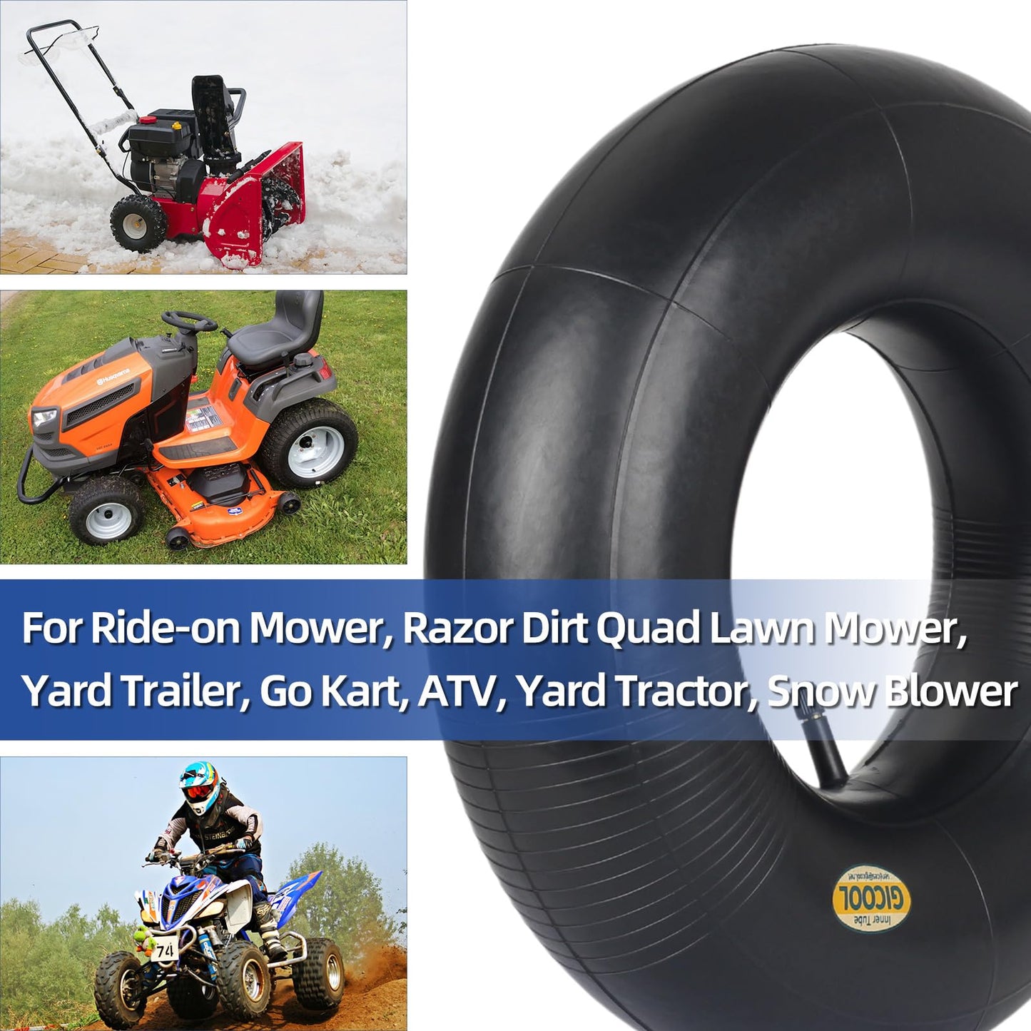 13x6.50-6 Inner Tube, 2 Pack with TR-13 Valve Stem, Heavy Duty, Universal Fit for Ride-on Mower, Razor Dirt Quad Lawn Mower, Yard Trailer, Go Kart, ATV, Yard Tractor, Snow Blower