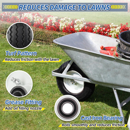 4.10/3.50-6 Flat Free Tire and Wheel, with 3"-3.5''-4.0''-4.5'' Centered Hub, and 3/4" & 5/8" Bearings, Replacement for Lawn Mower, Hand Truck/All Purpose Utility Tire on Wheel, (2 Pack)