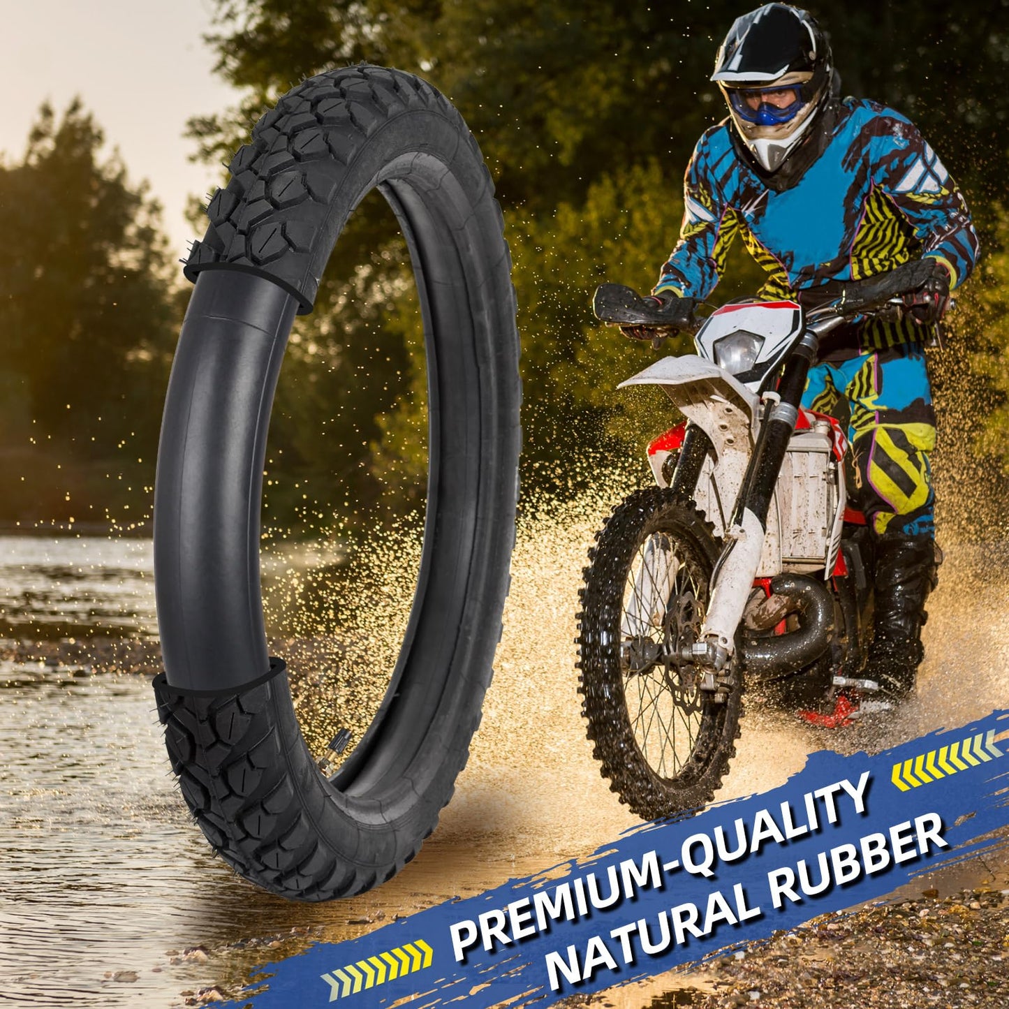 2.75/3.00-19” Dirt Bike Inner Tubes, 2 Pack with TR4 Valve Stem, 70/100-19 Heavy-Duty Inner Tubes, Replacement Tubes for Motorcycle, Dirt Bike, Pit Bike and More