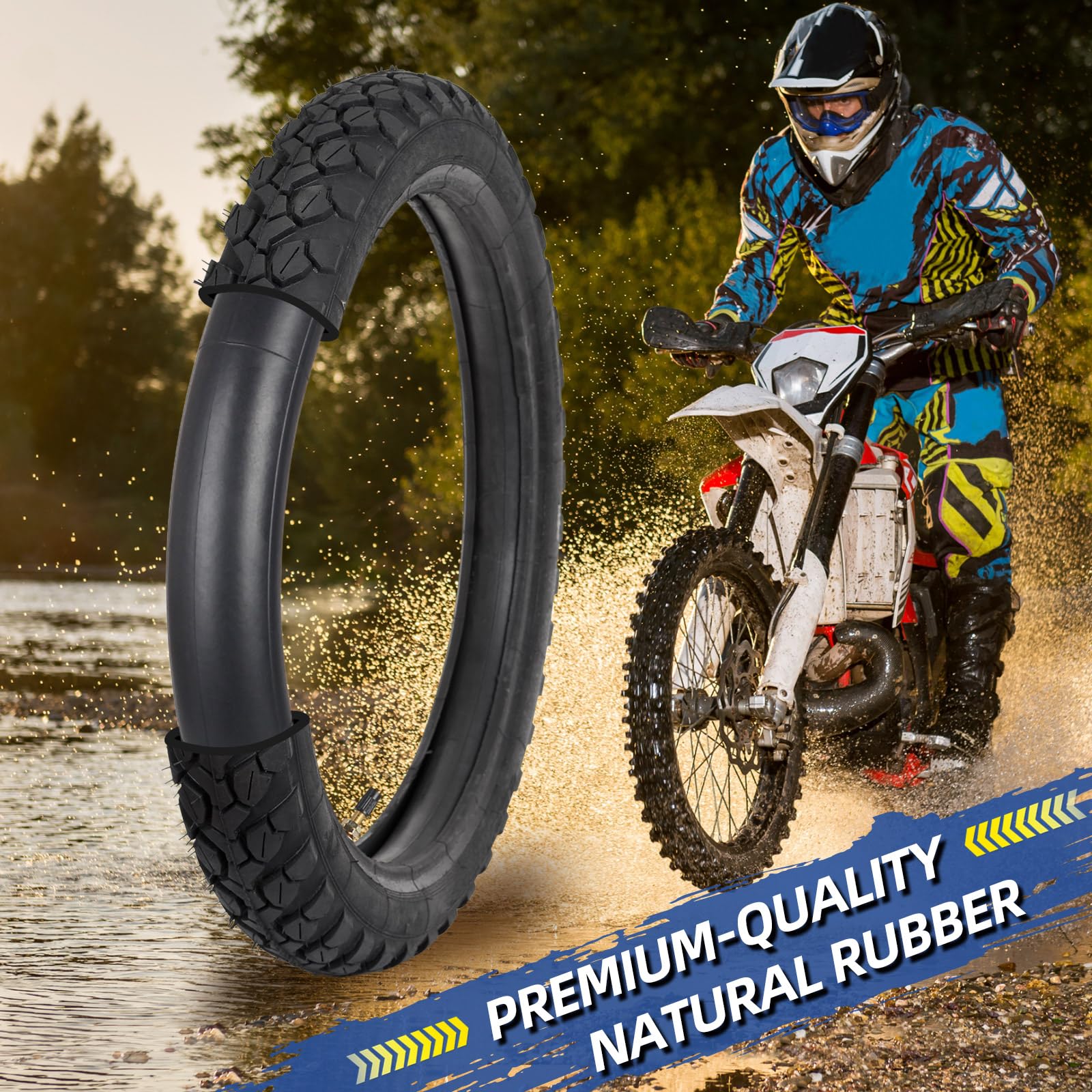 2.75/3.00-19” Dirt Bike Inner Tubes, 2 Pack with TR4 Valve Stem, 70/100-19 Heavy-Duty Inner Tubes, Replacement Tubes for Motorcycle, Dirt Bike, Pit Bike and More