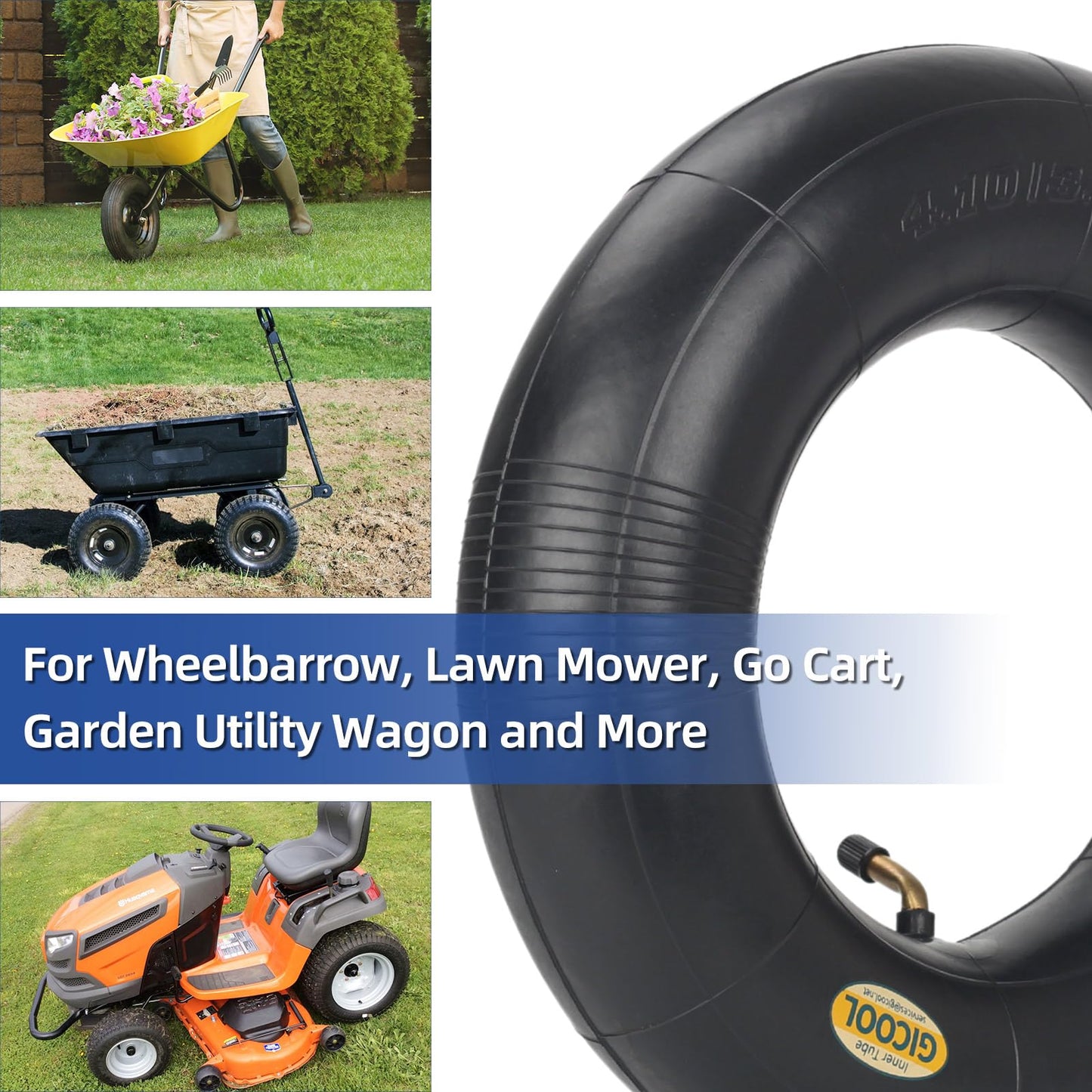 4.10/3.50-6 Replacement Inner Tube, 2 Pack with TR-87 Valve Stem, Heavy Duty, For 13" Tires Wheelbarrow Garden Utility Wagon Go Cart Lawn Mower