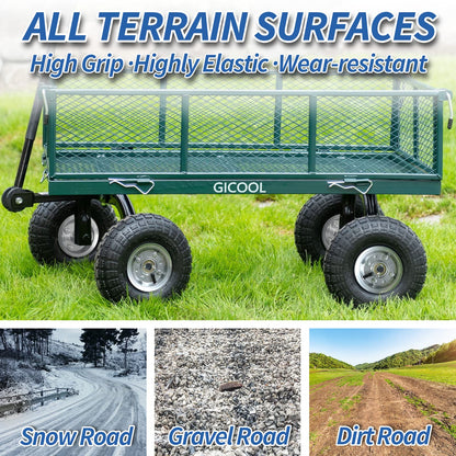 4.10/3.50-4" Tire and Wheel, 10" Pneumatic Tire, with 2.25" Offset Hub, 5/8" Axle Bore Hole, Sealed Bearings, for Hand Truck Trolley Dolly Garden Wagon Cart Wheel Replacement(2 Pack)