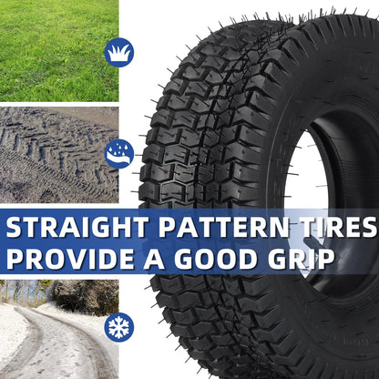 13x5.00-6 Tire and Inner Tube Set, TR-13 Straight Valve Stem, Replacement Riding Mower Front Wheel Assembly, 2 Pack