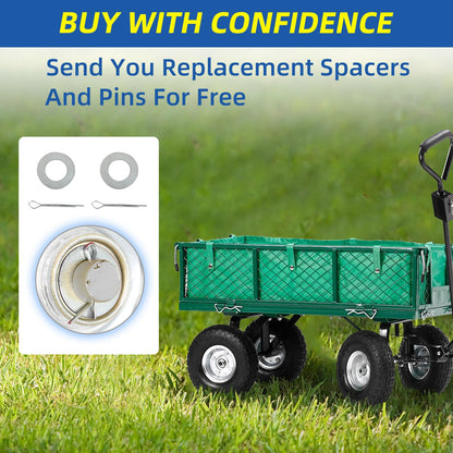 4.10/3.50-4" Flat Free Tire and Wheel, 10" Heavy Duty Solid Tire, 5/8" Axle Bore Hole, 2.2" Offset Hub, for Hand Truck Garden Cart Wagon Trolley Dolly, 2 Pack
