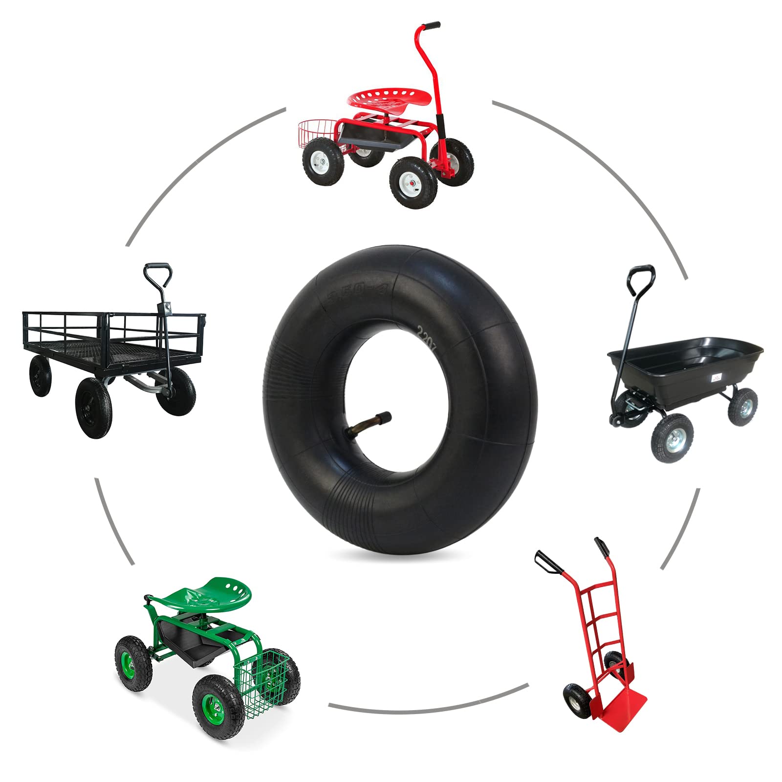 4.10/3.50-4 Replacement Inner Tube, with TR-87 Bent Valve Stem, Heavy Duty, for 10" Tires, Hand Truck Garden Utility Wagon Go Cart (2 pack)