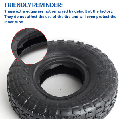 4.10/3.50-4 Replacement Tire and Inner Tube Set, 2 Pack, 10" Heavy Duty Tire and Tube, TR-13 Straight Valve Stem, for Hand Truck Trolley Dolly Garden Wagon Cart Wheel Replacement