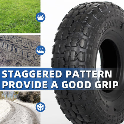 4.10/3.50-4 Replacement Tire and Inner Tube Set, 2 Pack, 10" Heavy Duty Tire and Tube, TR-13 Straight Valve Stem, for Hand Truck Trolley Dolly Garden Wagon Cart Wheel Replacement
