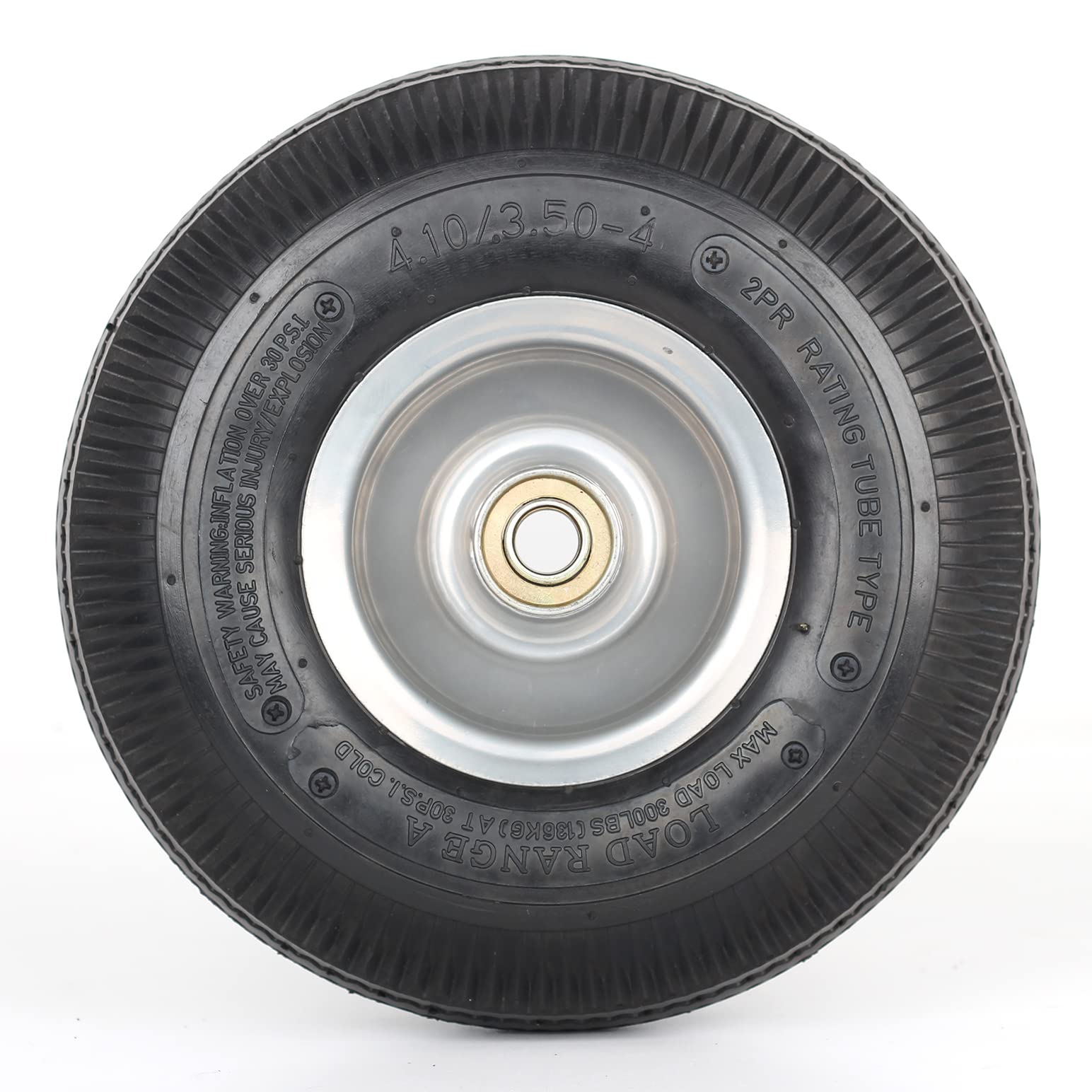 10" Tire and Wheel, 2 Pack, 4.10/3.50-4 Pneumatic Tire, with 2.25" Offset Hub, 5/8" Axle Bore Hole, Sealed Bearings for Hand Truck Trolley Dolly Garden Wagon Wheel Replacement